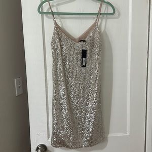 Banana Republic mini sequin dress light pink/peach on inside, sz 0, NWOT